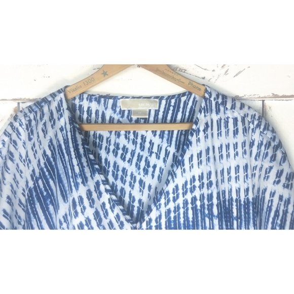 90s blue white tie dye striped boho kaftan cover up top - Picture 4 of 5